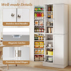 Giantex Kitchen Pantry Cabinet, 65.5" Tall Kitchen Hutch w/8-Tier Storage Cabinet, 16-Tier Door Shelves & Adjustable Shelves, 4-Door Freestanding Buffet Sideboard for Dining Room, Living Room, White