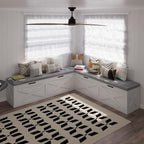 Bobve L-Shape Storage Bench with Cushion, Backless Corner Dining Bench, Kitchen Dining Nook Bench with Hidden Storage for Dining Room, Kitchen, Entryway (White+Grey)