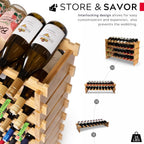 72 Bottle Wine Rack – Modular Freestanding Bamboo Wine Storage Shelf for Home, Kitchen & Cellar – Stackable Wine Organizer Stand