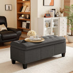 YESHOMY 47 Inches Ottoman with Storage, Storage Bench with Legs, Ottomans for Living Room, Entryway, Adjustable & Movable, Easy Assembly, Dark Gray Textured
