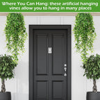 Hoteam 12 Pcs Artificial Hanging Plants 32 Inch Fake Ivy Vines with Fake Leaves Patio Artificial Plants Greenery for Living Room Indoor Outdoor Wall, No Basket (Ivy)