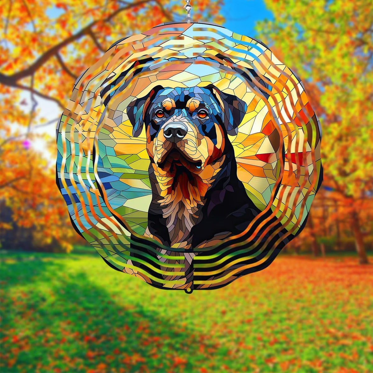 Rottweiler Dog Wind Spinners Outdoor Dog Memorial Gifts, 3D Metal Kinetic Hanging Garden Wind Spinner, Spinner Decor, Wind Sculptures for Outdoor & Indoor, Window, Yard Decor (Rottweiler 1)