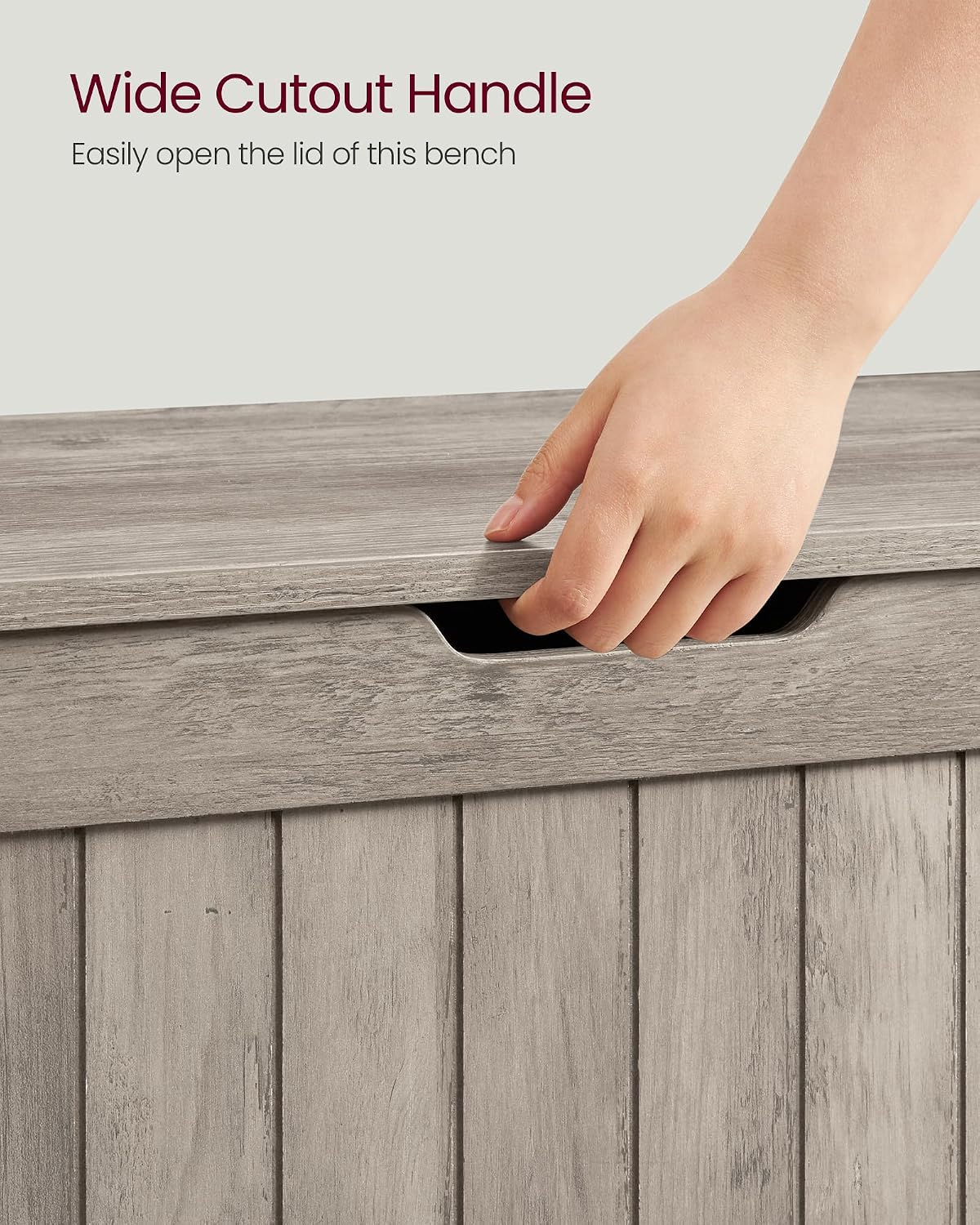VASAGLE Storage Chest, 29.9 Inches Width Bench with 2 Safety Hinges | Shoe Bench, Farmhouse Style, for Entryway, Bedroom, Living Room, Heather Greige, SOFIE Collection ULHS011K01
