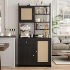 IDEALHOUSE Kitchen Pantry Cabinet with Adjustable Shelf, 71" Tall Storage Cabinet with Microwave Stand, Food Pantry Cabinets for Kitchen, Dining Room, Living Room, Black