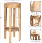 Kate and Laurel Talcott Modern Round Wood Side Table, 12 x 12 x 28, Natural Wood, Transitional Decorative Two-Tier End Table for Use as a Bedroom Nightstand or Living Room Plant Stand