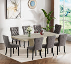 Extendable Dining Room Table for 6 8 10, 78.74" Modern Faux Travertine Wooden Long Large Rectangular Expanding Conference Kitchen Table with Dual Columns Base, White Oak