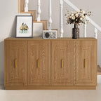 RoyalCraft 60'' Large Buffet Cabinet with Storage, Fluted Sideboard with Doors and Adjustable Shelves, Wood Credenzas Console Coffee Bar Cabinet for Kitchen, Living Room, Rustic Oak