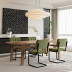 Mid-Century Modern Dining Chairs Set of 4 with Metal Legs, Green | Upholstered Chenille Cantilever Dining Chairs with Ergonomic Backrests, Armless Design, Padded Seats for Dining Room