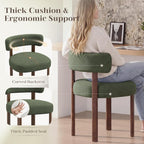 Wooden Dining Chairs Set of 4, Upholstered Kitchen Chairs with Solid Wood Legs, Mid Century Dining Room Chair with Ergonomic Curved Backrest for Kitchen Dining Vanity, Green