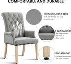 LOULENS Fabric Dining Chair, Modern Upholstered Armchair with Nailheads Trim & Wooden Legs, High-Back Accent Chair for Kitchen, Dining Room, Living Room and Bedroom, Light Grey