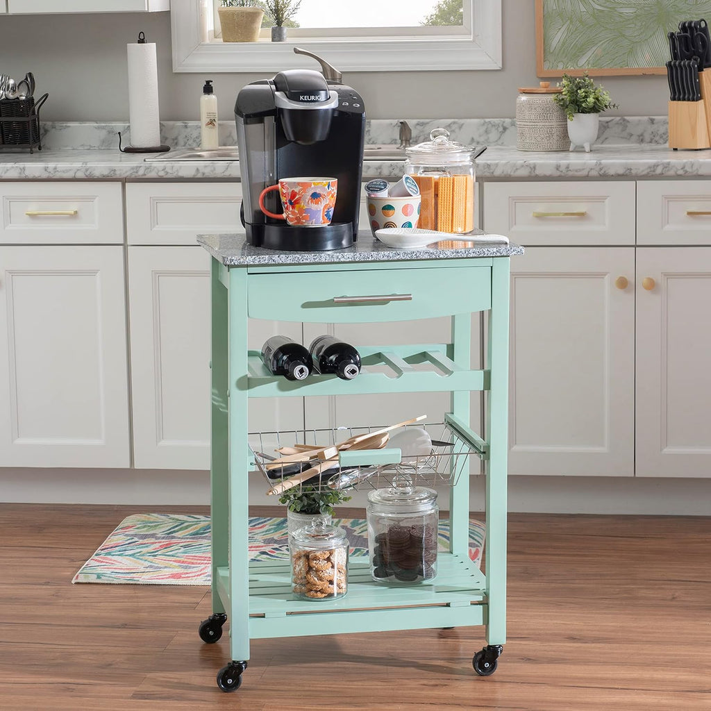 Linon Kitchen Island, Green, 15.75 x 22.83 x 33.86 Inches