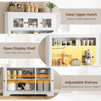 GAOMON 69" Pantry Cabinet with LED Light & Charging Station, Kitchen Pantry Storage Cabinet with Drawer & Adjustable Shelves, Coffee Bar Table for Kitchen Room, Living Room, Dining Room, White