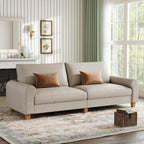 EASE MOOSE 70.6" Faux Leather Loveseat Sofa, Deep 2 Seater Couch, Greige | Removable Covers, Pocket Spring Cushions, Waterproof & Scratch-Resistant, Easy Clean, Easy Assembly Couches for Living Room