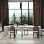 JOYSOURCE Extendable Dining Room Table for up to 12 People 20-119 inch Adjustable Large Extra Long Rectangular Space Saving Folding Dinner Table for Kitchen, Dining Room White Marble Finish