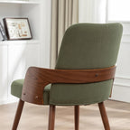 Dining Room Chairs,Mid Century Modern Kitchen Chairs,Green Corduroy Fabric Upholstered Accent Chairs,Metal Legs Wooden Desk Chairs,Armless and No Wheels for Kitchen Dining Room,1PCS