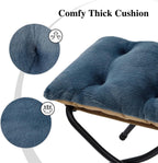 15"(H) Folding Ottoman, Foldable Footrest Stool, Portable Small Foot Stool for Couch, Collapsible Foot Rest Ottoman for Sofa, Accent Padded Ottomans for Living Room, Bedroom, Navy Blue
