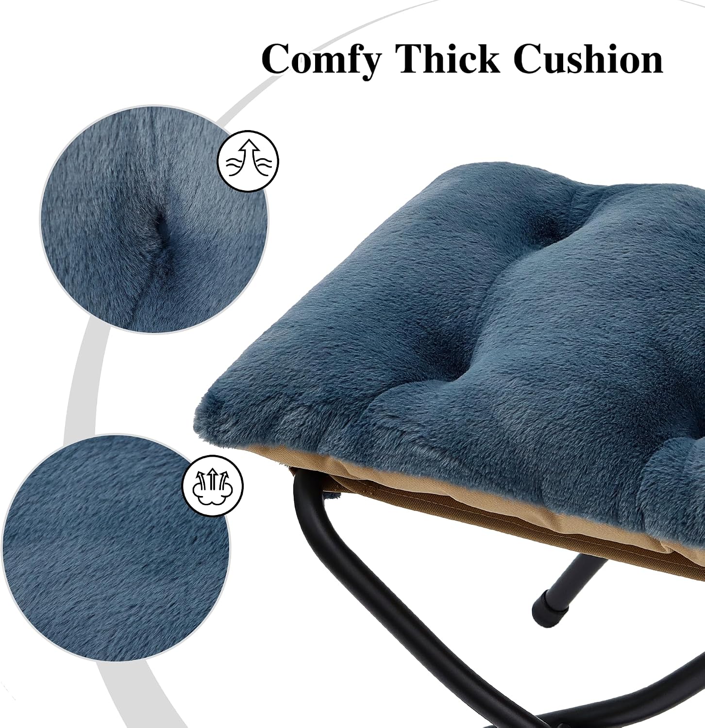 15"(H) Folding Ottoman, Foldable Footrest Stool, Portable Small Foot Stool for Couch, Collapsible Foot Rest Ottoman for Sofa, Accent Padded Ottomans for Living Room, Bedroom, Navy Blue
