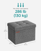 SONGMICS Small Folding Storage Ottoman, 15.7 x 12.2 x 12.2 Inches | Foot Rest Stool, 286 lb Load Capacity, Slate Gray and Ink Black, MINOTA Collection ULSF102G21