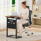 Giikin TV Tray Table, 23.6" Extra Large Side Table, Adjustable Height TV Trays for Eating on Couch, 90° Tilt Angle Foldable C-Shaped End Table with Storage for Small Spaces Sofa Bed Dinner