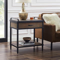 Art Leon Side Table - Mid Century Modern Night Stand, Bedside Table with Wood Drawer, End Table with Storage Shelf for Living Room, Walnut