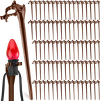 Jetec 200 Pieces Christmas Light Stakes Universal Yard Lawn Holiday 7.5 Inches Light Ground Stakes for C7 C9 String Lights Christmas Outdoor Lights Holders on Yards, Driveways (Brown)