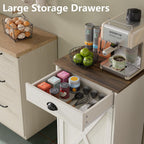 Furniouse Single Tilt Out Trash Can Cabinet with Drawer, 10 Gallon Wood Garbage Cabinet for Kitchen, Antique White