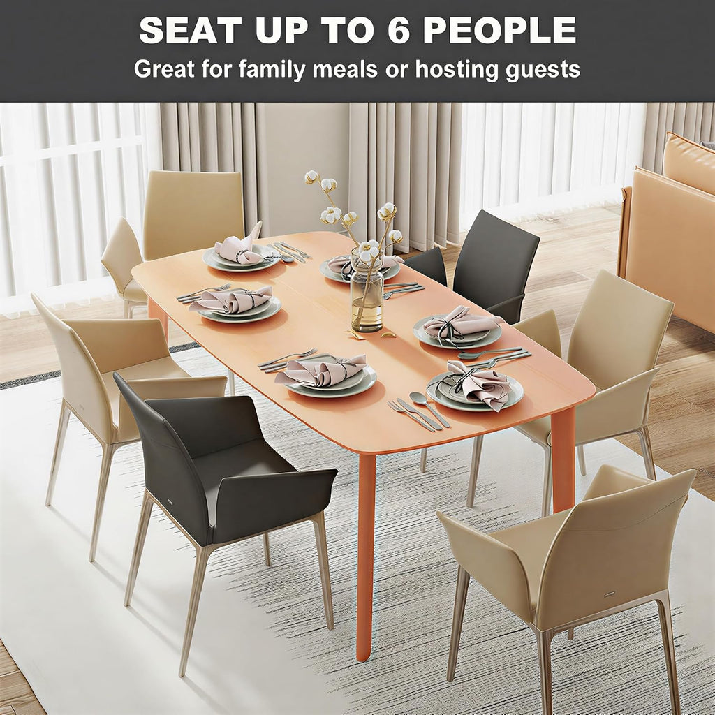 HOMCOM Solid Wood Dining Table for 6 People, 59" Long Rustic Rectangular Kitchen Table with Large Tabletop for Dining Room, Natural
