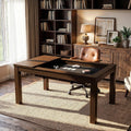 MOUMON 63” Board Game Table for 4-6 Players, Gaming & Dining Table with Removable Tabletop and Felt Pad for Poker Card, Dinner, 55” x 29” Play Area, Rectangular, Walnut, 63”W x 37.4”D x 29.7”H
