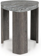 Signature Design by Ashley Surmour Contemporary End Table with Faux Marble Top, Gray & Light Brown