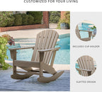 Signature Design by Ashley Sundown Treasure Cottage Weather Resistant Outdoor Rocking Chair with 1 Cup Holder, Light Brown