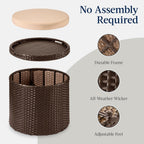 Best Choice Products Round Wicker Ottoman, Multipurpose Outdoor Furniture for Patio, Backyard, Additional Seating, Footrest, Side Table w/Storage, Removable Cushions – Brown/Beige