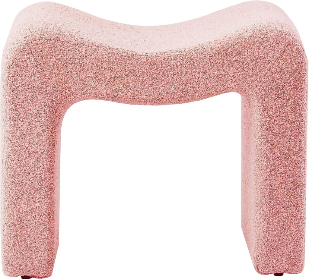 Vanity Stool Foot Rest Small Footstool Ottoman Chair Seating Backless Modern Teddy Velvet Ottoman for Makeup Room Living Room Bedroom Entryway,(Single 1) Pink