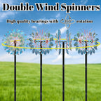 66 Inch Metal Outdoor Wind Spinner, 2-Way Wind Sculpture Spinner with Metal Stake, Waterproof 360 Degrees Kinetic Windmill Art Decoration for Patio Garden Lawn (A- Vintage Blue)