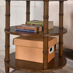 PADMA HOUSE Round Wood Small End Table with 3 Shelves, Wood Sofa Side Table with Storage for Small Spaces, Accent Couch End Tables for Living Room, Bedroom,19.7"*23.6"-Walnut