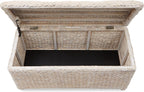 Casafield 36" Storage Trunk with Curved Lid and Safety Hinge - Whitewash, Water Hyacinth Wicker Storage Chest for Bedroom, Entry Way, Living Room
