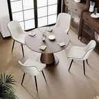 Rowill Dining Chairs Set of 2 Modern Faux Leather Kitchen Chairs with Thickened Metal Frame, Scratch-Resistant Upholstery,Widened Seat & Adjustable Anti-Slip Pads, Cushioned Backrest for Kitchen,White