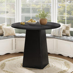 Tribesigns 31.5-Inch Round Dining Room Table for 2-4, Farmhouse Small Kitchen Dinner Table with Square Base for Dining Room Living Room, Black