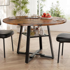 47 Inch Round Dining Table for 4-6 People,Modern Circle Dining Room Table Kitchen Table with Metal Legs for Dining Room,Kitchen,Vintage(Table Only)
