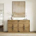 SICOTAS Buffet Cabinet with Drawer - Modern Sideboard Cabinet with Storage, Wide Credenza Storage Cabinet with Handle and Door, Sideboard Buffet Cabinets (3, Oak Brown)