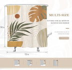 Glawry Beige Green Boho Shower Curtain Mid Century Abstract Plant Tropical Palm Leaf Minimalist Arch Geometric Bathroom Modern 72Wx78L Inches Bath Accessories Art Home Decor Fabric 12 Pack Hook