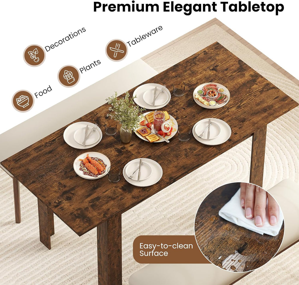 Giantex Extendable Dining Table for 4/6/8, 47"-62" Farmhouse Kitchen Table, Space-Saving Transformer Table for Dinette, Home Office, Living Room, Small Space (Rustic Brown)