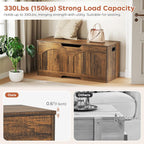 oakvivo Storage Chest, 31.5" Storage Bench with 2 Safety Hinges, Farmhouse Style, 31.5 x 15.7 x 18.3 Inches, U-Shaped Opening for Entryway, Bedroom, Living Room, Supports 330 lb, Rustic Brown