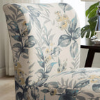 Roundhill Furniture Capa Print abric Armless Contemporary Accent Chair, Blue Leaves