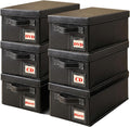 DVD Storage Box 6 Pack, PU Leather DVD Organizer Stackable, Holds 156 DVDs, Disc Organizer for Blu ray CD Video Game, Home Entertainment Media Holder
