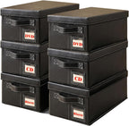 DVD Storage Box 6 Pack, PU Leather DVD Organizer Stackable, Holds 156 DVDs, Disc Organizer for Blu ray CD Video Game, Home Entertainment Media Holder