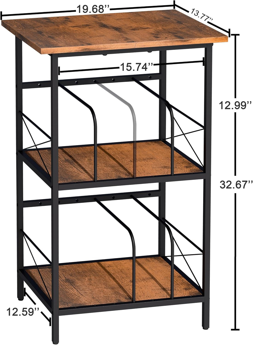 Record Player Stand with 4 Adjustable Dividers, Vinyl Record Storage Holds 200 LPs, 3 Layer End Table, Multi-Functional Record Player Table for Home, Rustic Brown