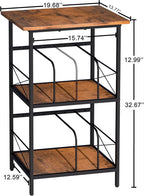 Record Player Stand with 4 Adjustable Dividers, Vinyl Record Storage Holds 200 LPs, 3 Layer End Table, Multi-Functional Record Player Table for Home, Rustic Brown