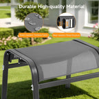 ONBRILL Outdoor Ottoman Set of 2, All Weather Outdoor Foot Stool with Supportive Textliene and Metal Frame, Stackable Oversized Outdoor Foot Rest for Furniture Patio Garden Pool, Grey