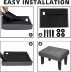 CAROLMADE Ottoman Foot Rest, Linen Small Ottoman Foot Stool with Legs Modern Footstool Ottomans for Living Room Entryway Office, Grey