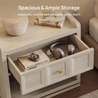 SICOTAS 31" Wide Nightstands Set of 2, Large Night Stands with Drawer | Oversized King Size Nightstand Bedside Table for Bedroom, Farmhouse End Side Table Set of 2 with Round Corners,Grey White Oak